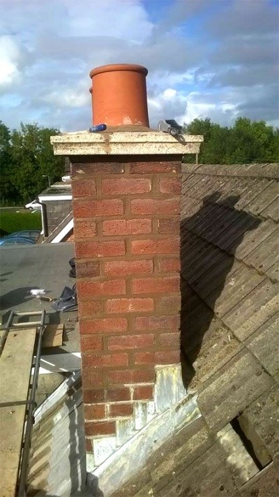 Before repair to chimney pots on Belfast roof by Roof Repairs Belfast, Northern Ireland