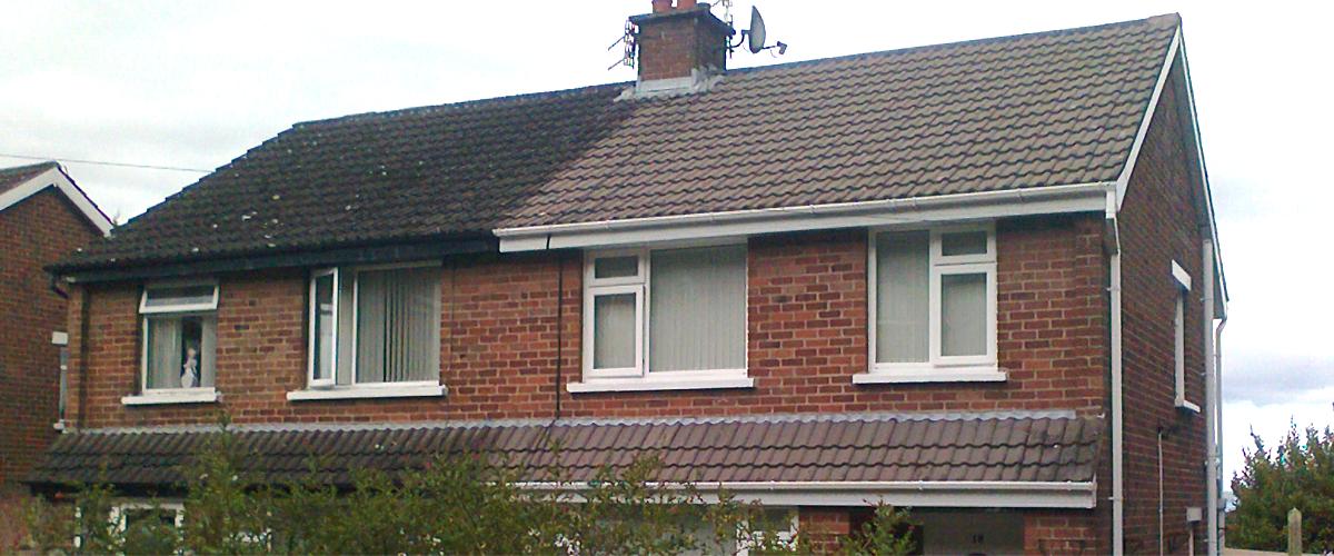 Roof Cleaning - showing before and after area - Roof Repairs Belfast, Northern Ireland
